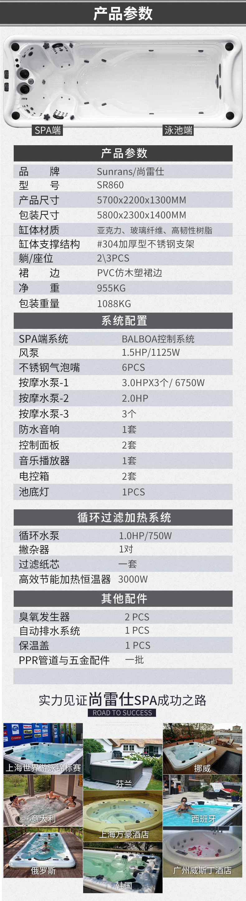 SR860 超大家庭私家按摩池 户外恒温泳池(图10)